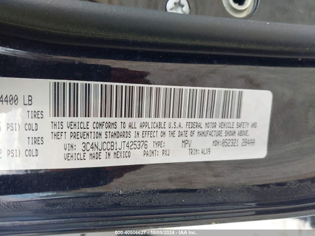 3C4NJCCB1JT425376 Jeep Compass Limited Fwd