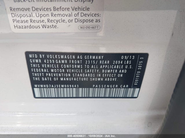 WVWHD7AJ3EW009643 Volkswagen Gti Driver's Edition