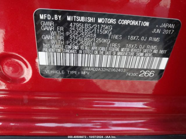 JA4AD2A32HZ062403 Mitsubishi Outlander Es