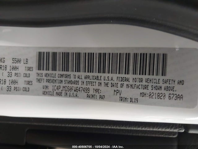 1C4PJMDS0FW647499 Jeep Cherokee Limited