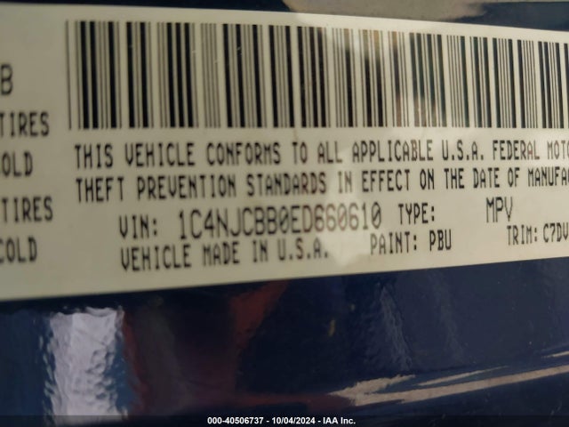1C4NJCBB0ED660610 Jeep Compass Sport