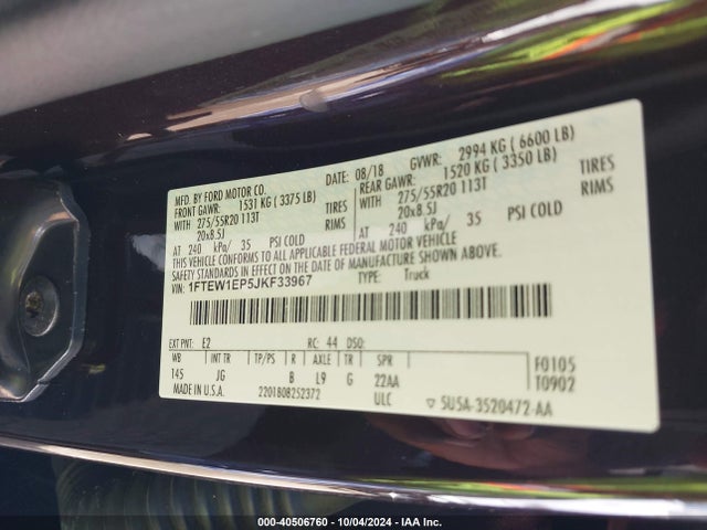 Ford F-150 Xl 2018 1FTEW1EP5JKF33967 Image 9