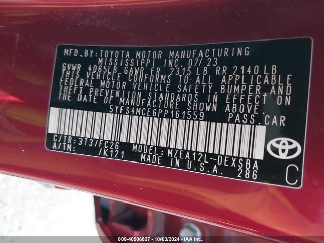Toyota COROLLA SE 2023 5YFS4MCE6PP161559 Image 9