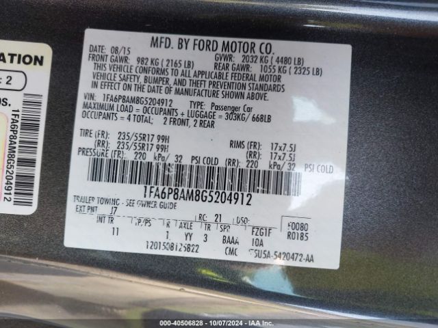 1FA6P8AM8G5204912 Ford Mustang V6