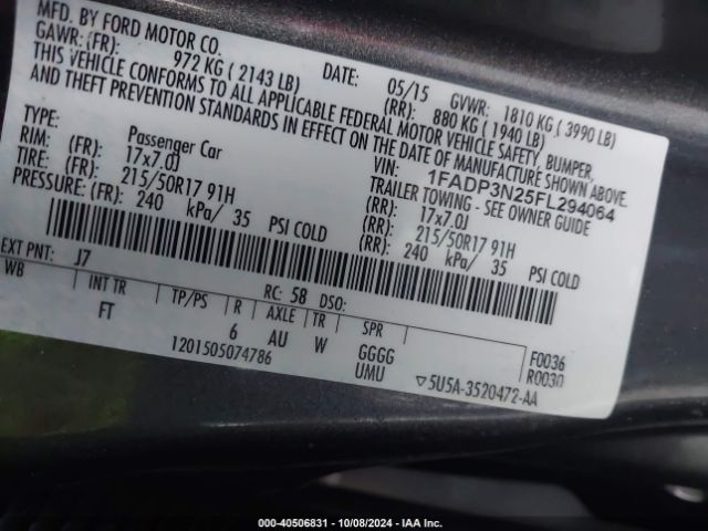 1FADP3N25FL294064 Ford Focus Titanium