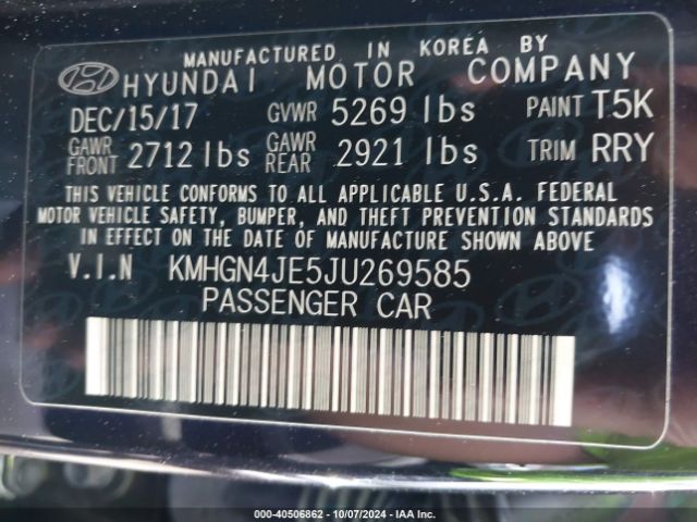 KMHGN4JE5JU269585 Genesis G80 3.8