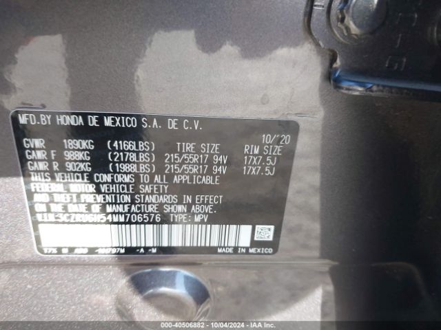 3CZRU6H54MM706576 Honda Hr-v Awd Ex