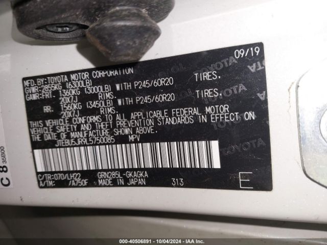 JTEBU5JR9L5750085 Toyota 4runner Nightshade Special Edition