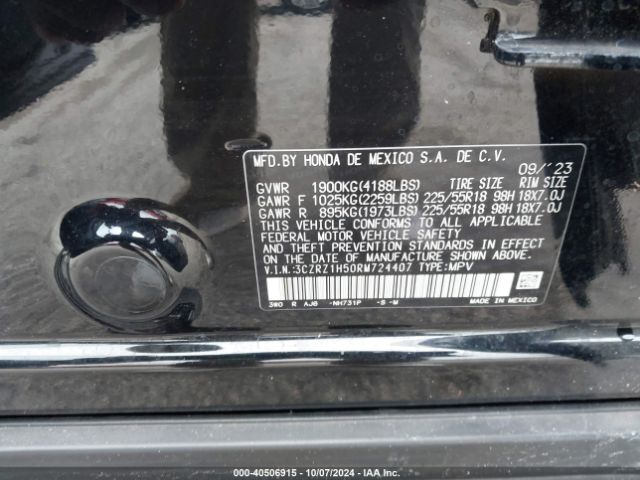 3CZRZ1H50RM724407 Honda Hr-v 2wd Sport/2wd Sport W/o Bsi