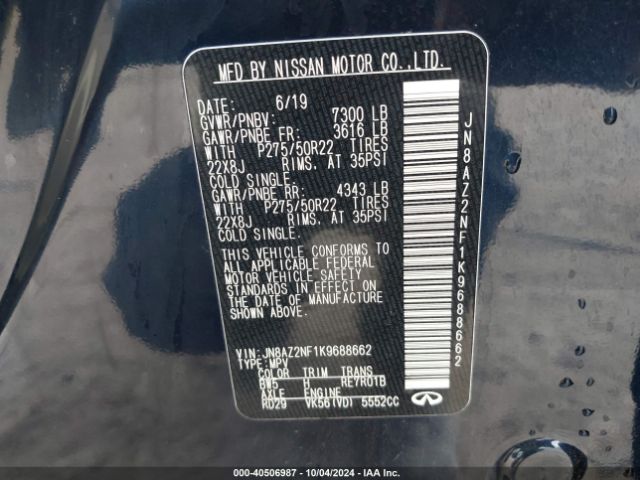 JN8AZ2NF1K9688662 Infiniti QX80 LUXE