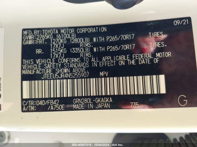 JTEEU5JR4N5255907 Toyota 4RUNNER SR5