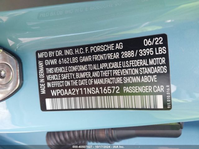 WP0AA2Y11NSA16572 Porsche Taycan