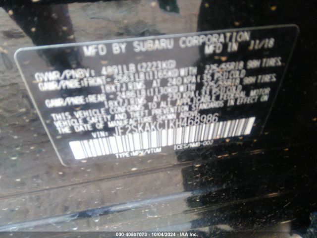 JF2SKAKC1KH468986 Subaru Forester Sport