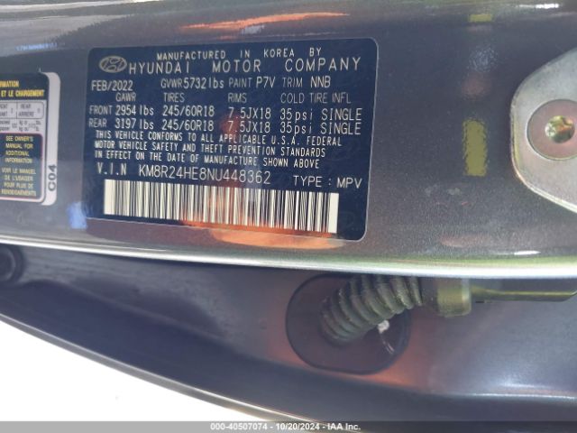 KM8R24HE8NU448362 Hyundai Palisade Sel