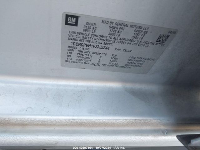 1GCRCPEH1FZ309244 Chevrolet Silverado 1500 Wt