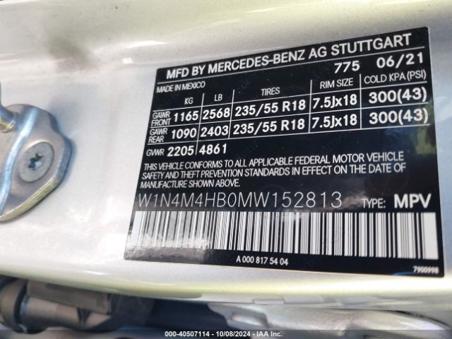W1N4M4HB0MW152813 Mercedes-Benz Glb 250 4matic