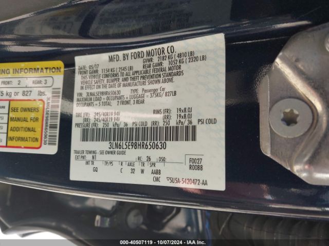 3LN6L5E98HR650630 Lincoln Mkz Reserve