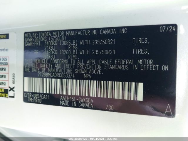 2T2BBMCA0RC053374 Lexus Rx 350h Premium
