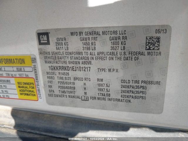 1GKKRRKD1EJ101217 GMC Acadia Slt-1
