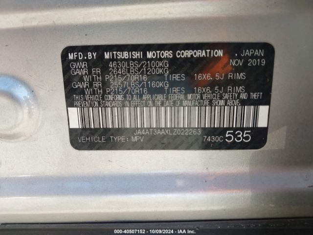 2020 MITSUBISHI ECLIPSE CROSS JA4AT3AAXLZ022263 Photo 8