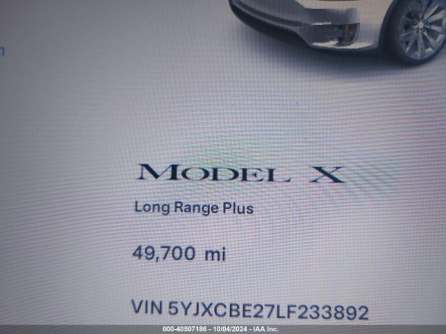 5YJXCBE27LF233892 Tesla Model X Long Range Dual Motor All-wheel Drive/long Range Plus Dual Motor All-wheel Drive