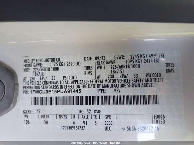 Ford Escape Phev 2023 1FMCU0E15PUA91445 Image 9