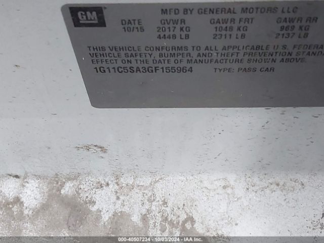 1G11C5SA3GF155964 Chevrolet Malibu Limited Lt