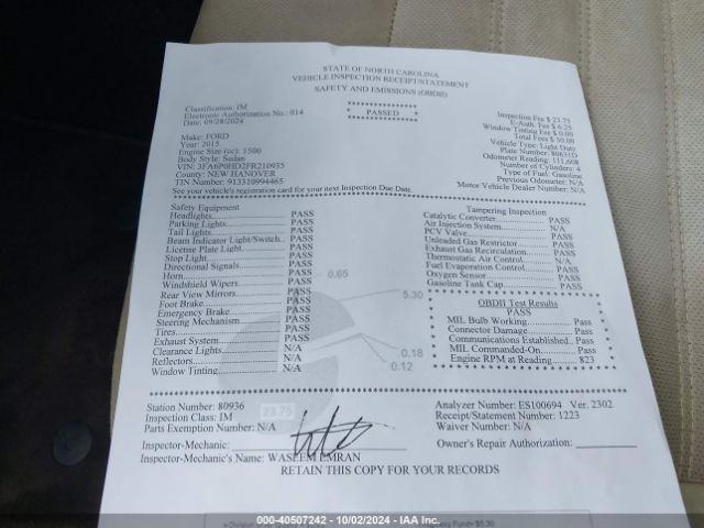 3FA6P0HD2FR210935 Ford FUSION SE