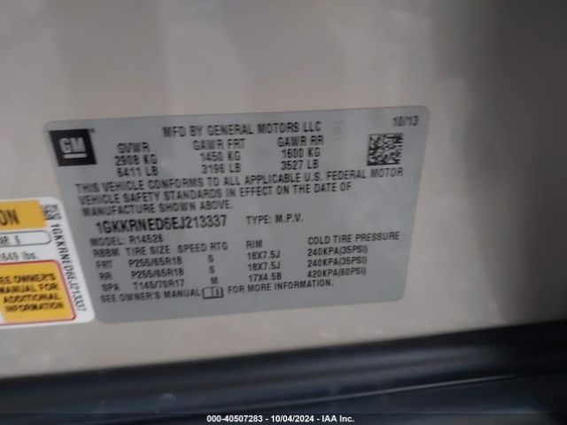 1GKKRNED6EJ213337 GMC Acadia Sle-1