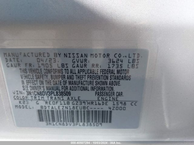 3N1CN8DV3PL838509 Nissan Versa 1.6 S Xtronic Cvt