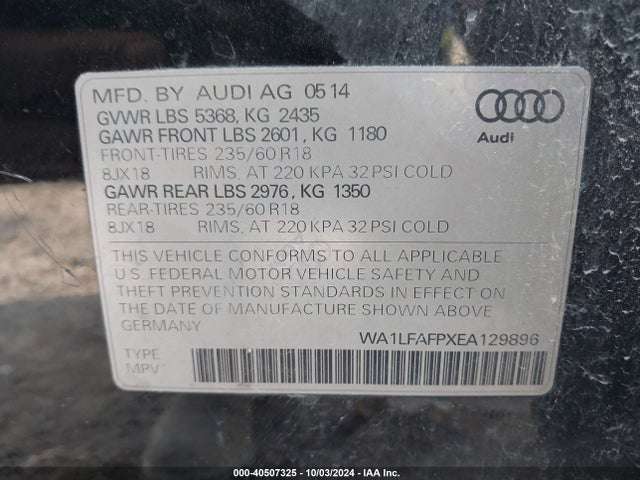 Audi Q5 2.0t Premium 2014 WA1LFAFPXEA129896 Image 9