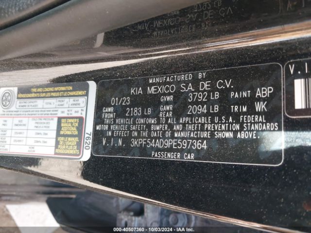 3KPF54AD9PE597364 KIA Forte Gt-line