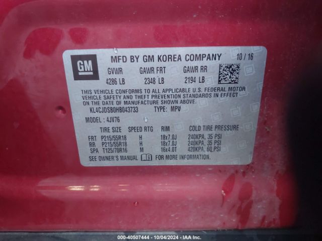 KL4CJDSB0HB043733 Buick Encore Premium