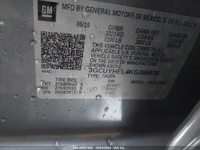 3GCUYHEL4KG266678 Chevrolet Silverado 1500 High Country