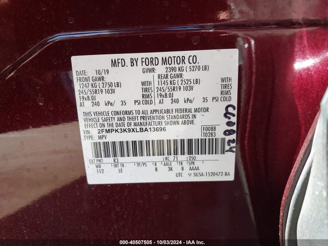 Ford Edge Titanium 2020 2FMPK3K9XLBA13696 Image 9