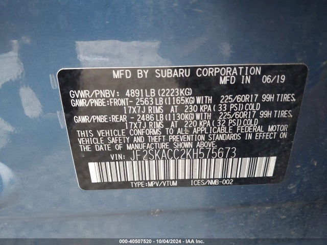 JF2SKACC2KH575673 Subaru Forester
