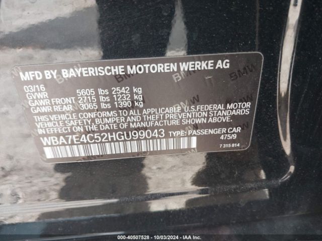 WBA7E4C52HGU99043 BMW 740i Xdrive