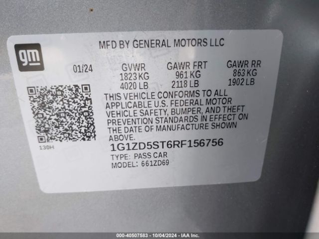 1G1ZD5ST6RF156756 Chevrolet Malibu Fwd 1lt