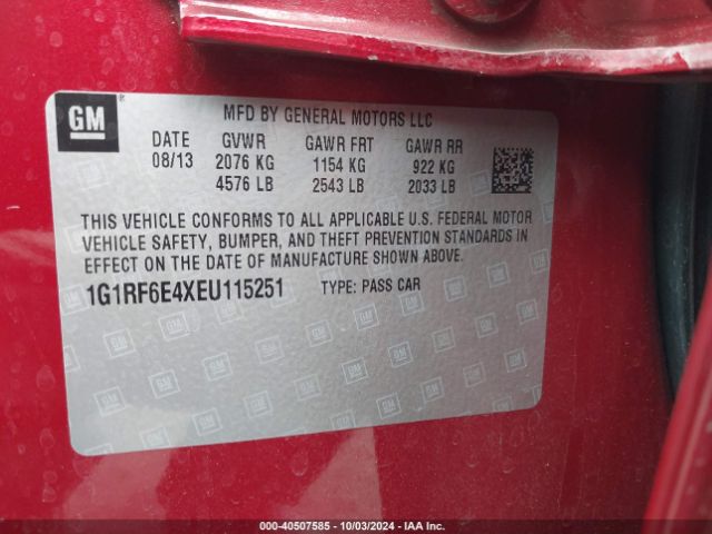 1G1RF6E4XEU115251 Chevrolet Volt
