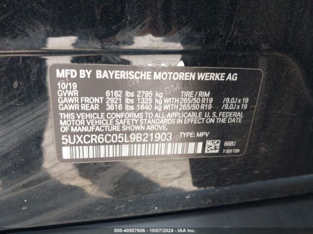 5UXCR6C05L9B21903 BMW X5 Xdrive40i