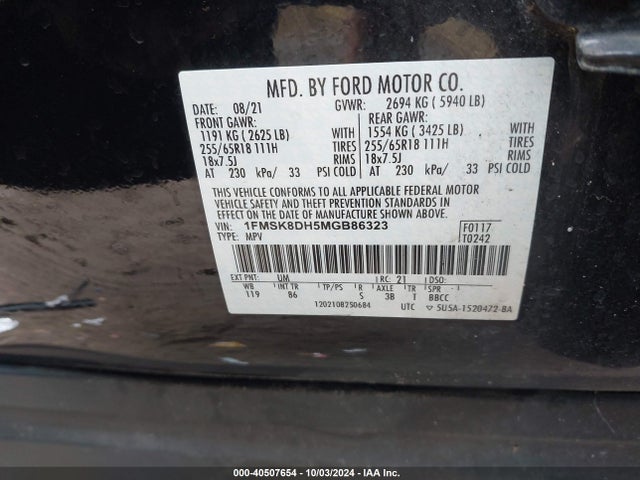 Ford EXPLORER XLT 2021 1FMSK8DH5MGB86323 Image 8