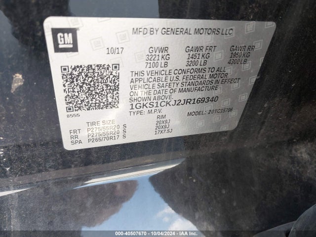 GMC YUKON DENALI 2018 1GKS1CKJ2JR169340 Image 9
