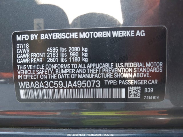 WBA8A3C59JA495073 BMW 320i Xdrive