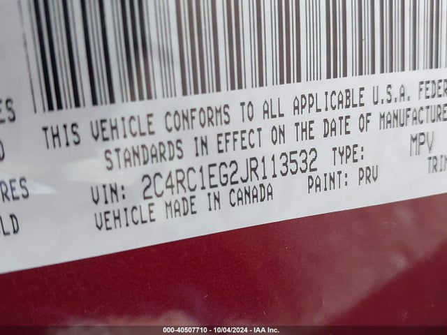 2C4RC1EG2JR113532 Chrysler Pacifica Touring L Plus