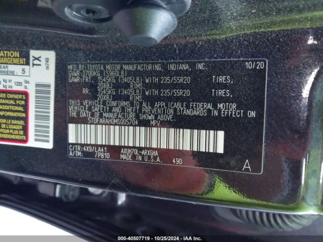 5TDFARAH0MS005704 Toyota Highlander Hybrid Platinum