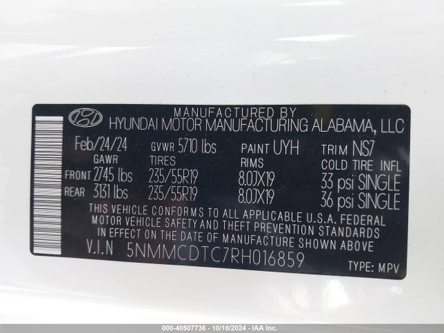 5NMMCDTC7RH016859 Genesis Gv70 3.5t Awd Sport