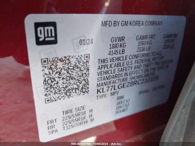 KL77LGE28RC210105 Chevrolet Trax Fwd 1rs