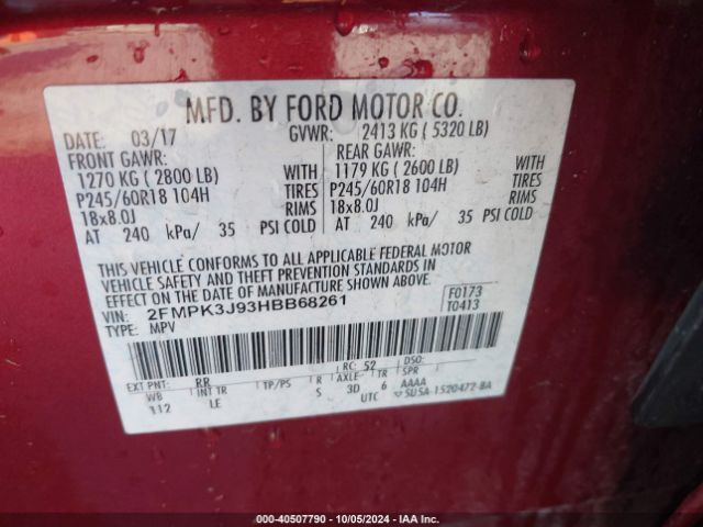 2FMPK3J93HBB68261 Ford EDGE SEL