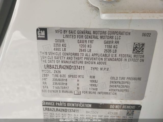LRBAZLR42ND137411 Buick Envision Fwd Preferred