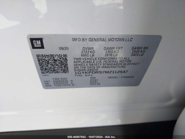 1GYKPDRS7MZ112547 Cadillac Xt6 Awd Premium Luxury